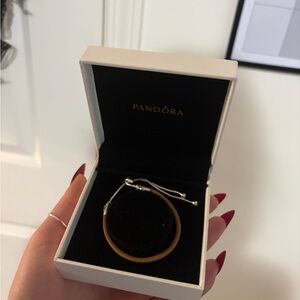 Pandora moments snake chain leather bracelet. Never worn